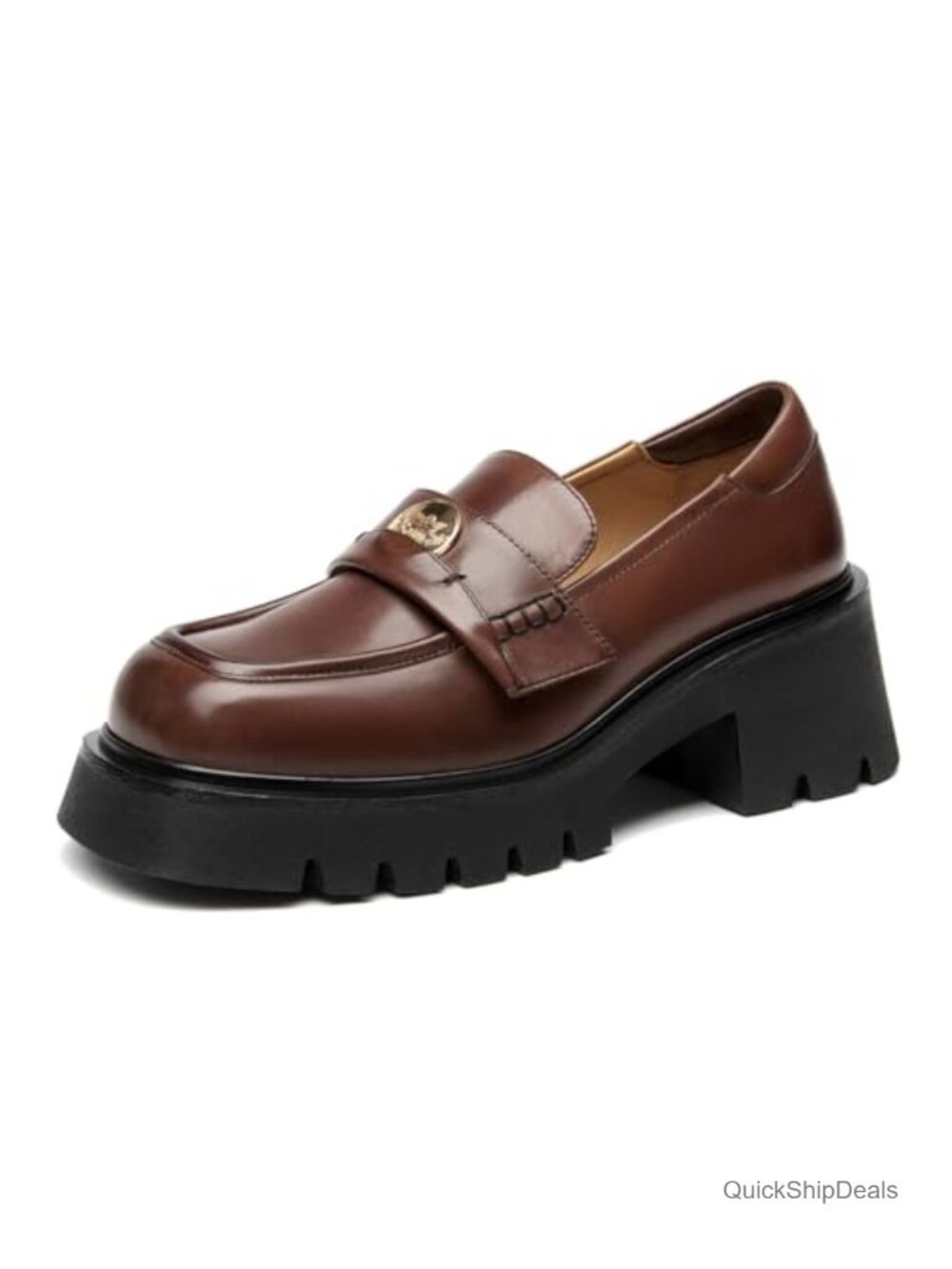 Chunky Platform Penny Loafers Leather Lug Sole Slip-On Women